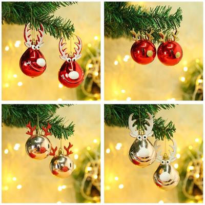 2pcs Elk Christmas Balls Ornaments Xmas Tree Hanging Bauble Pendant Christmas Decorations for Home New Year Party Navidad