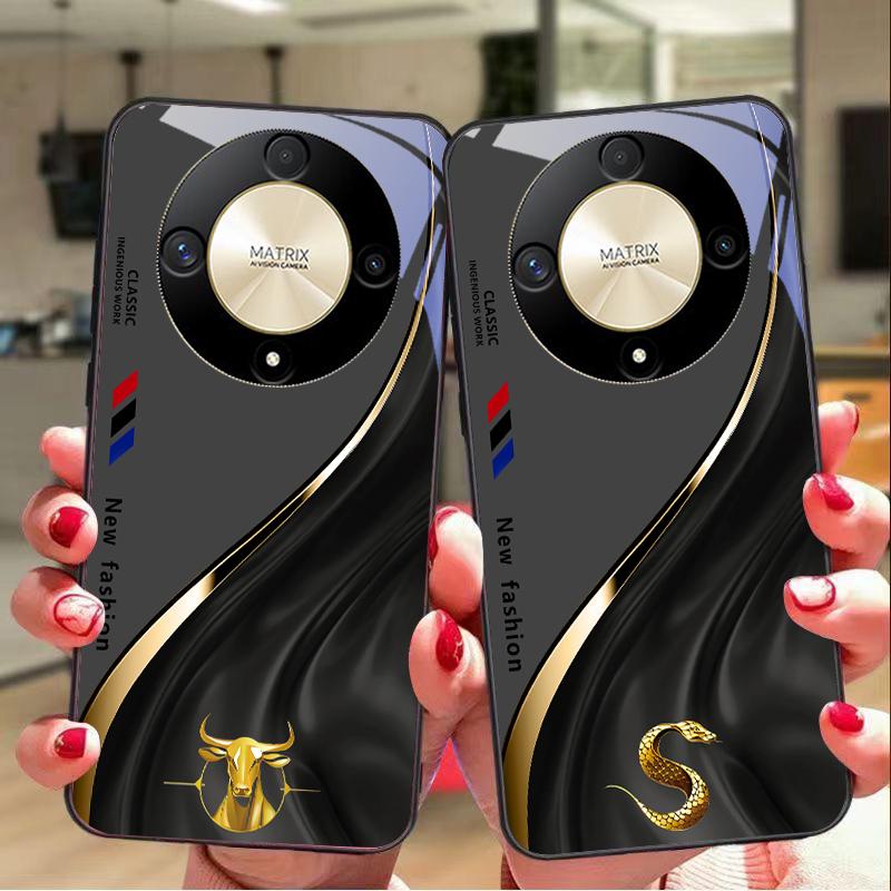 Flydende Mønster Til Honor Magic 6 50 70 90 Lite X7b 200 Pro Nova 10 Nova 5T X6 P30 Pura 70 Ultra Hærdet Glas Telefon Cover