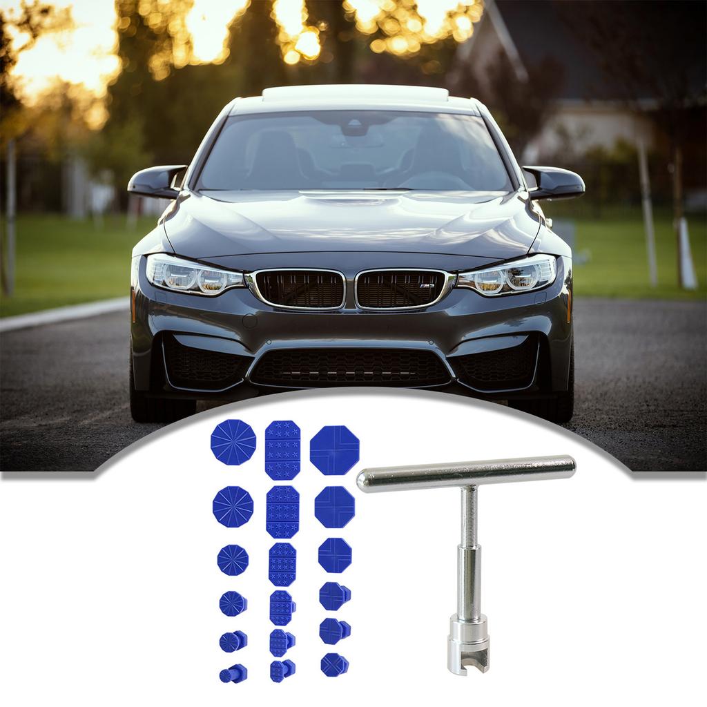 Car Body Dent Repair Tool Set with T-bar Tabs Pad Car Body Mechanical Sheet Metal Slide Suction Cup Puller Kit