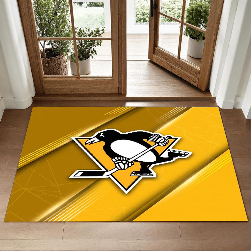 Pittsburgh Penguins Design Crystal Velvet Rug Soft Decorative Mat for Bedroom Entrance
