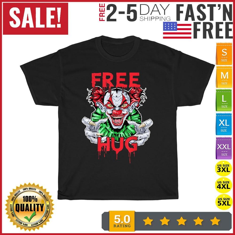 Free Hug Clown Funny Halloween Costume Vintage T Shirt Men Women Fashion NEW