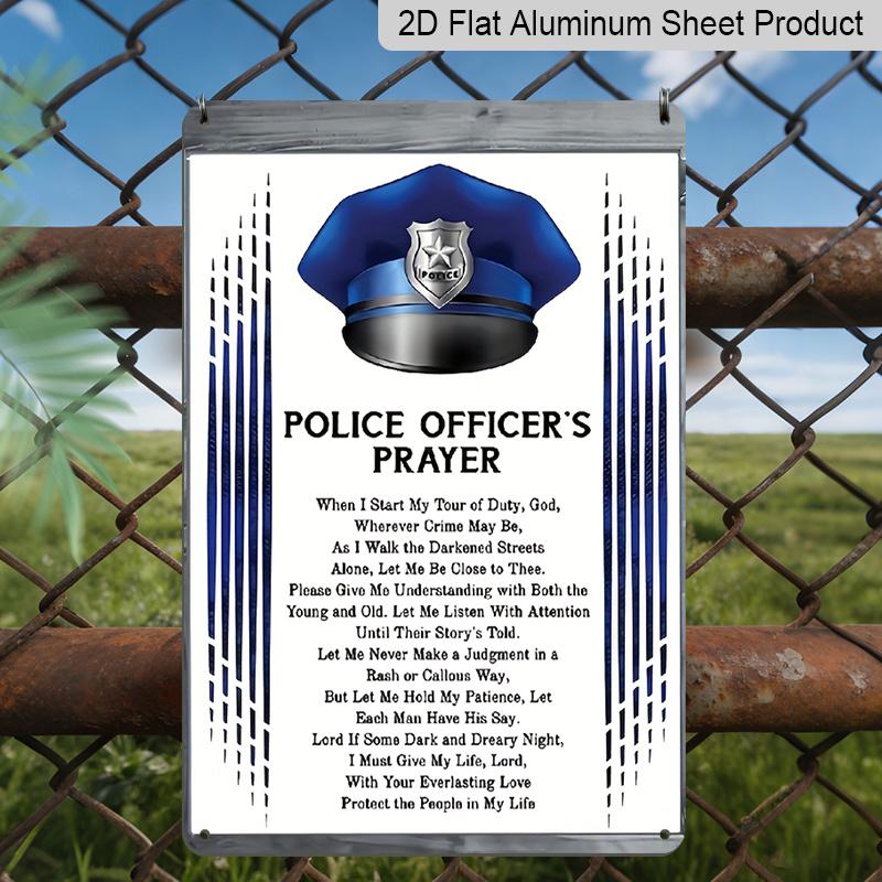2D Flat 1pc Prayer for Police Officers Metal Sign - Heavy-Duty Aluminium Wall-Mounted Police Appreciation Plaque with English Prayer Text, 12x8
