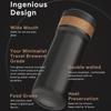 [i Cafilas][FK11] Portable French Press Coffee Pot Thermal Mug American 350ML Double Layer Insulation Outdoor Trave (Grounds and Water Are Separated)