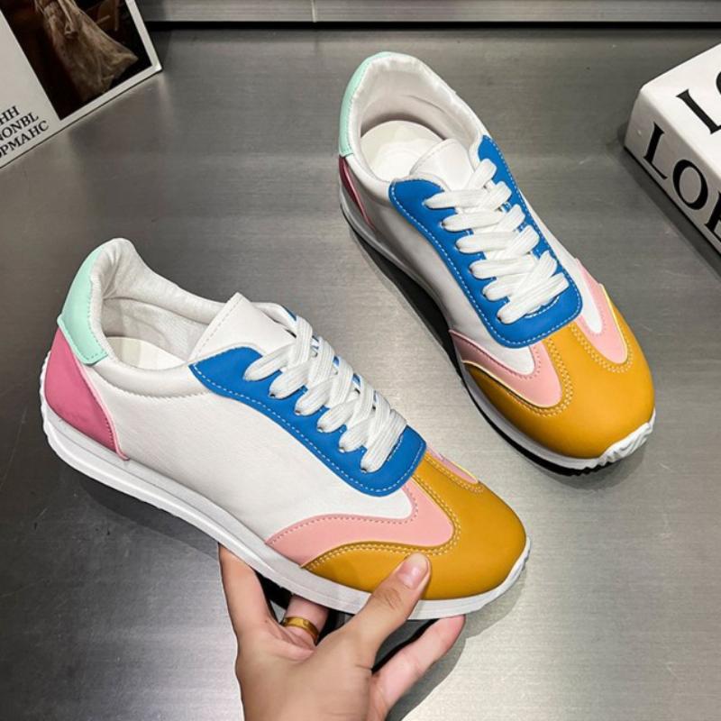 Women's Shoes, Women's Sneakers, Student Shoes, White Shoes, Low-top Round-toe Lace-up Casual Shoes