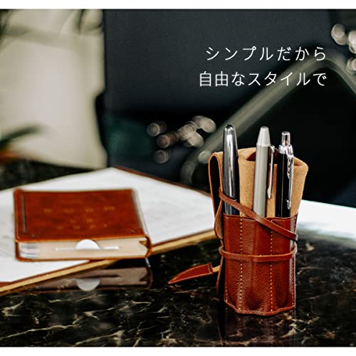 Dom Teporna Genuine Leather Roll Pen Case, Italian Leather, for Men and Women, Stylish Pencil Case, Roll, Leather, Stationery, for Working Adults and