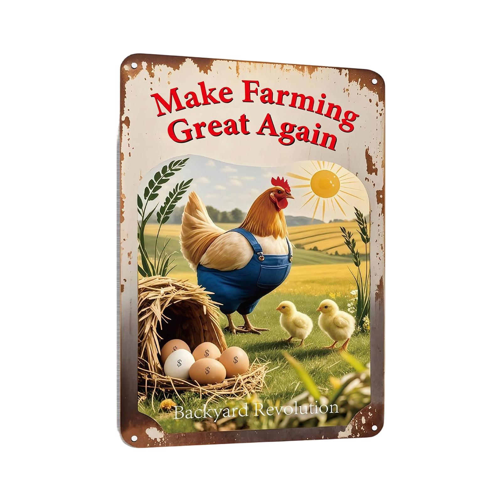 Vintage American Metal Tin Sign - Fun Chicken Coop Decor For Backyard Farm & Garden