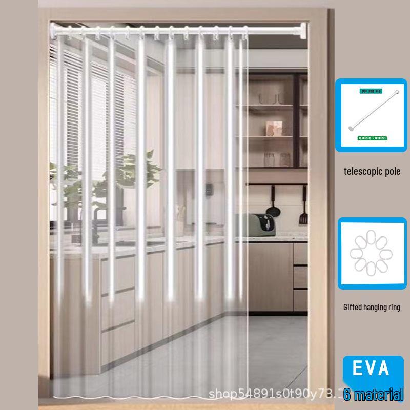 Transparent Door Curtain for Indoor Air Conditioning: Anti-Cold, Dustproof, Heat Insulation with Telescopic Rod