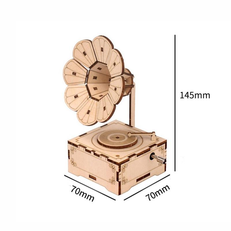 Puzzle Creativo 3D Tridimensionale Fonografo Carillon Modello di Puzzle in Legno Realizzato Scientificamente Giocattoli Educativi per Bambini