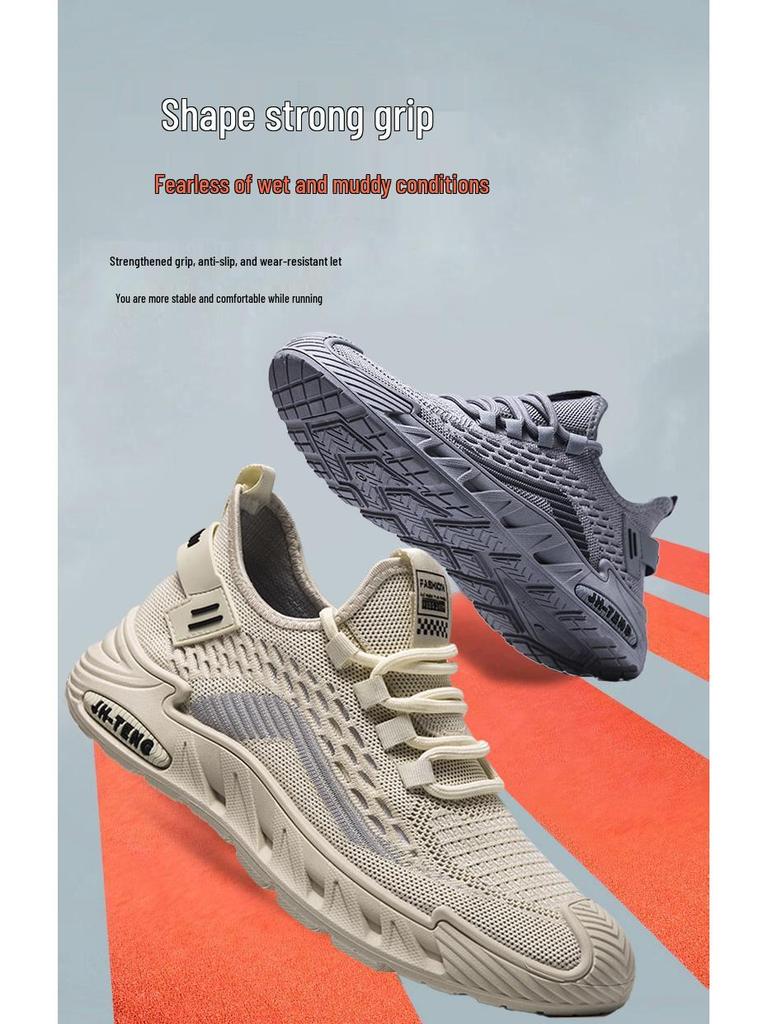 Plus Size Men's Breathable Mesh Sneakers, Spring 2025 - Fashionable, Versatile, and Comfy for Casual or Running Activities.