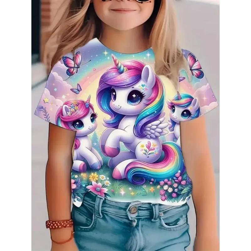Fashion Children's Clothing Crew Neck Short Sleeve 3D Casual Color Printing Casual Short Sleeve Crew Neck T-Shirt