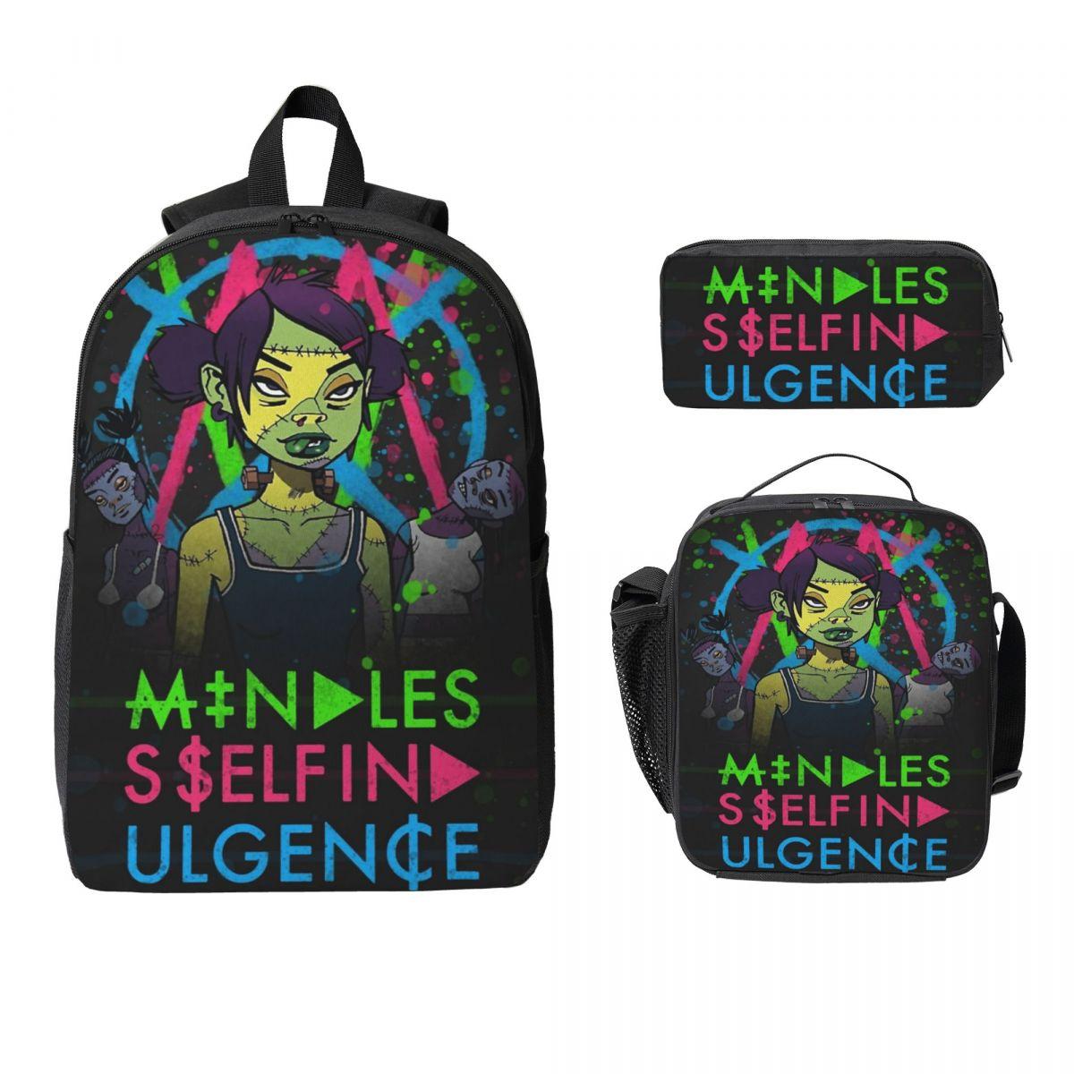 Mindless Self Indulgence Rugzak Lunchbox Etui voor Jongens Meisjes Kleuterrugzakken Schooltas Boekentas Set black
