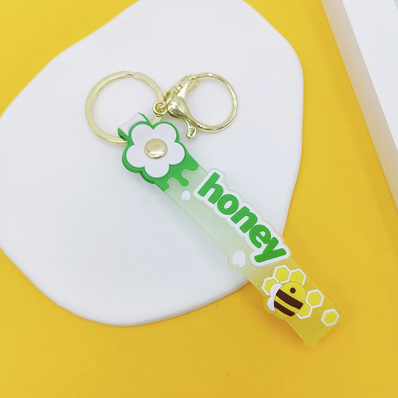Transparent Pvc Soft Rubber Rope Keychain English Small Flower Jelly Color Plum Blossom Candy Color Drop Adhesive Wristband