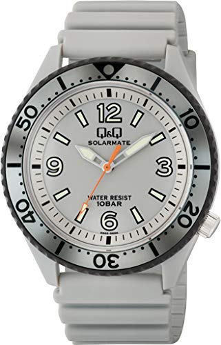 

Citizen Q&Q Men s Solar Watch, 10 ATM Water Resistant, Analog, Urethane Strap, H064-002, Gray