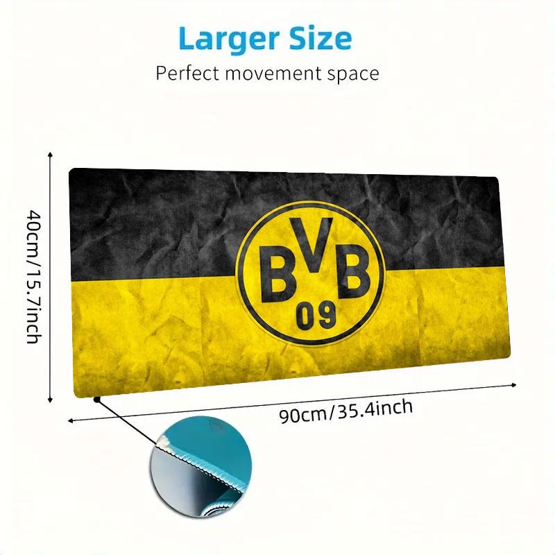 Borussia Großes Mauspad Große Gaming-Tischunterlage Rutschfest Laptop Tablet Großes Mauspad XXL Matte Mini-PC Spielmatte Mit Verriegeltem Rand