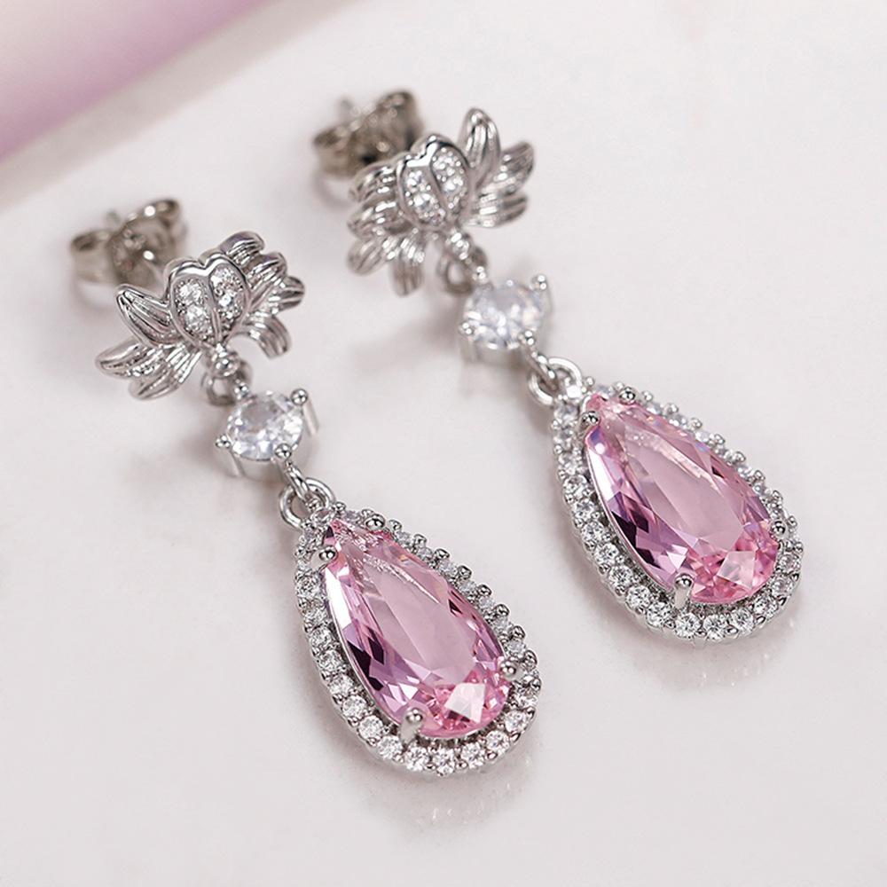 1 Pair, Fashionable, Inlaid with Synthetic Zircon, Fashionable, Versatile, Long Earrings.