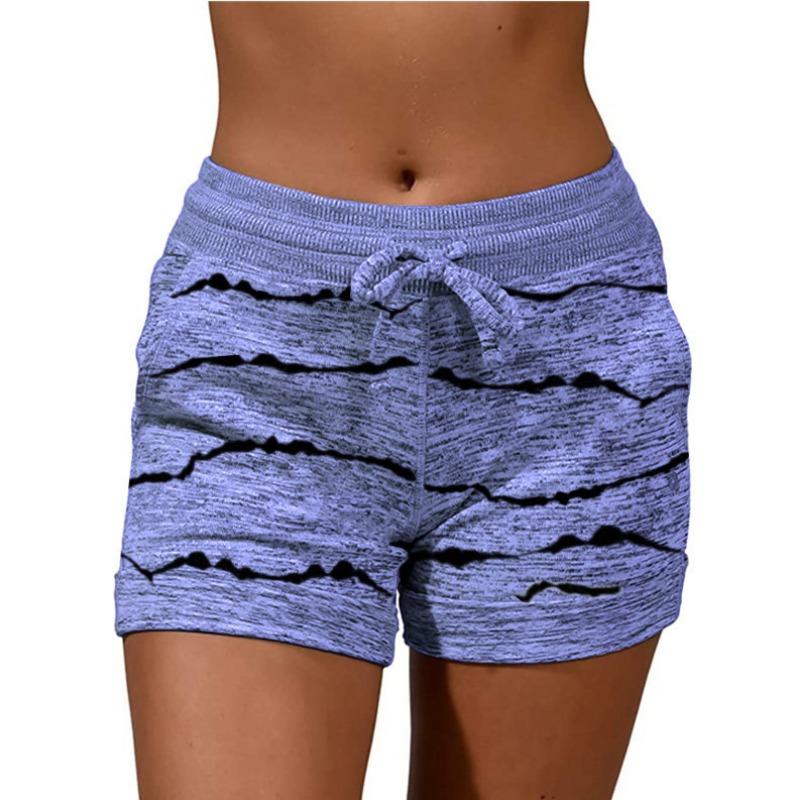 Women Casual Drawstring Waist Printed Shorts With Side Pockets S