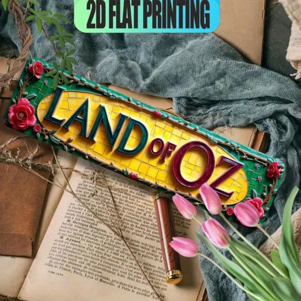 

2D Vintage Oz Wall Art, Aluminum Metal Sign, 15.75x3.94 Inch, Yellow Floral Décor, Pre-Drilled Holes, for Home Cafe Office 10x40 разноцветный
