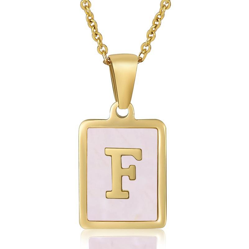 26 English Letter Necklace Women's Versatile 18K Natural Pink Shell Pendant Collarbone Chain 2026
