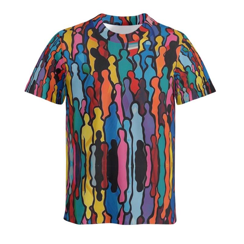 Summer Men's Color 3D Printed Crew Neck Short Sleeve T-Shirt