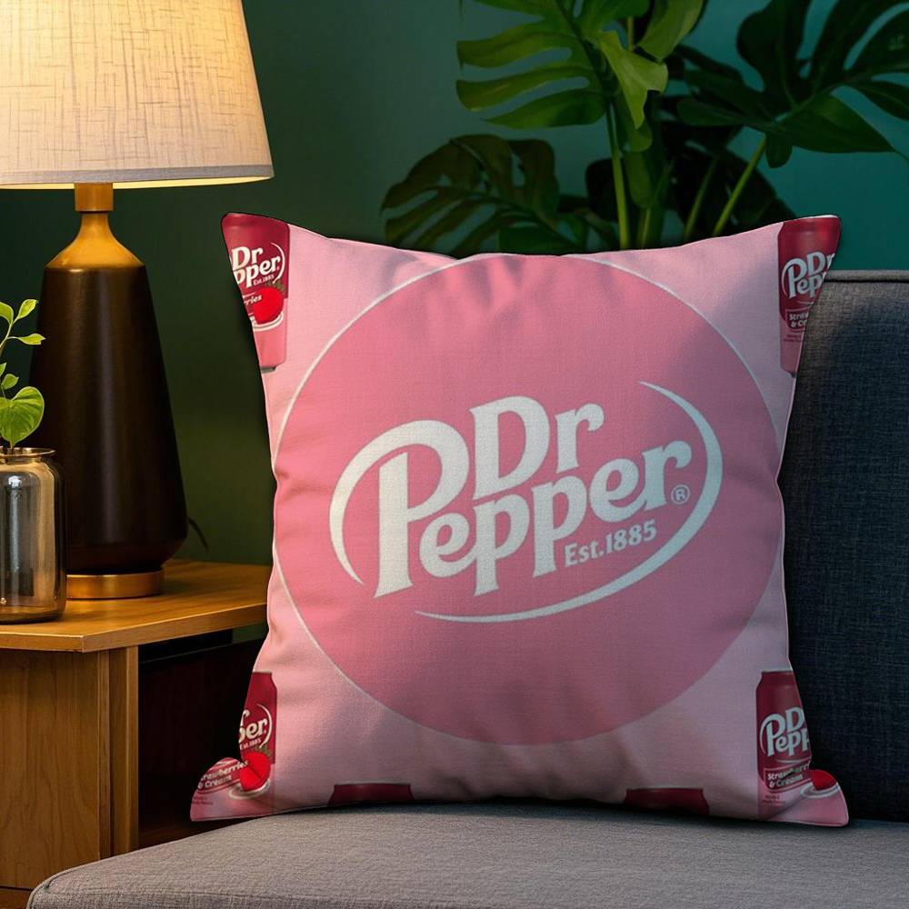 Cherry Drink D-Dr-P-Pepper Pillow Case Plush Fabric Soft Double Sided Print Home Sofa High Quality Cushion Cover Throw