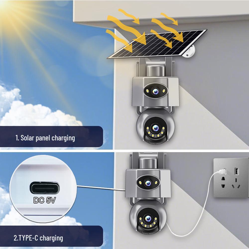 V380Pro Solar 4G HD Low-Power Dual Screen Remote Dialogue Camera