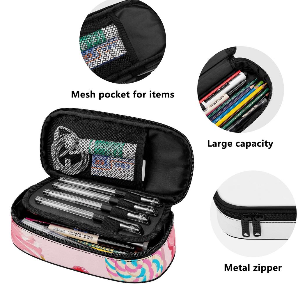 School Pencil Case Zip Around Closure Roomy Interior 300D Polyester with Main Compartment Mesh Pocket and Pen Slots for Boys Girls