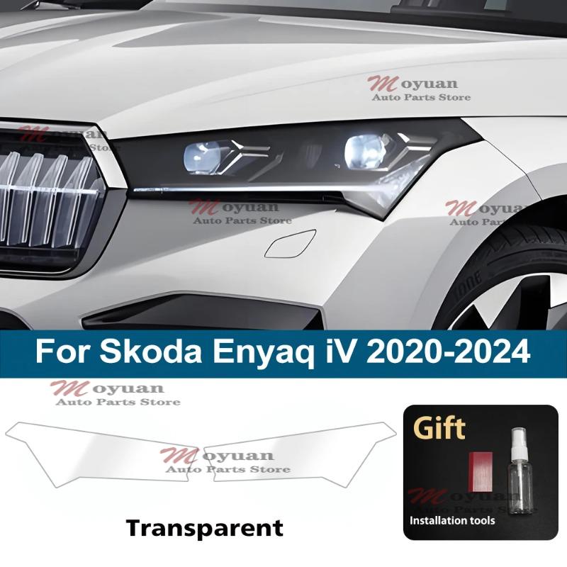 For Skoda Enyaq iV -2024 Car Headlight Protective Car Film Headlamp Transparent Black TPU Exterior Sticker Car Accessories