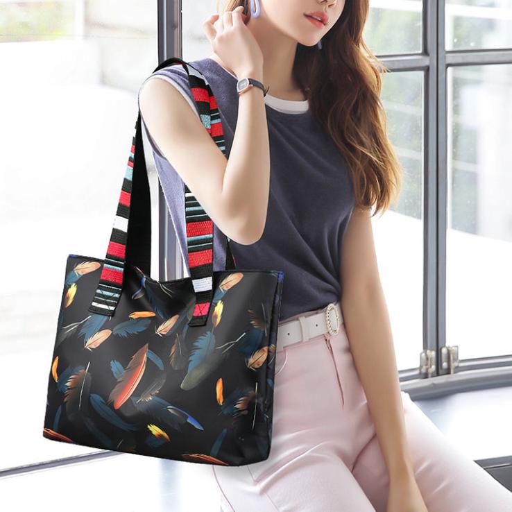 Dámská plátěná kabelka z nylonu s velkou kapacitou, barevná všestranná taška, jednoduchá voděodolná ležérní taška přes jedno rameno