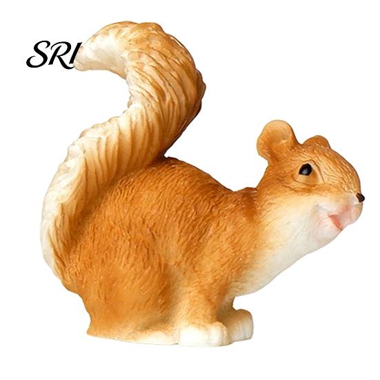 Small Art Sculpture Mini Squirrel Figurine Tiny Resin Fairy Garden Accessories Cute Space-Saving Decoration Miniature Animal Statue for Moss Landscape
