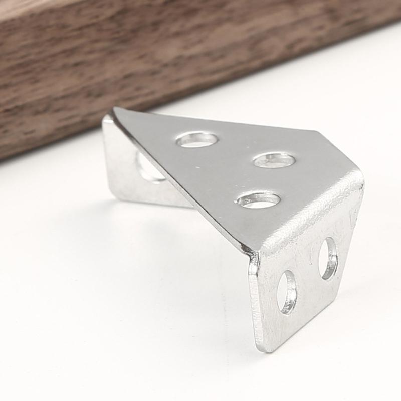 Set of 20 Triangle Mounting Connectors Stainless Steel Corner Brackets Convenient for Strengthening Furniture Joints