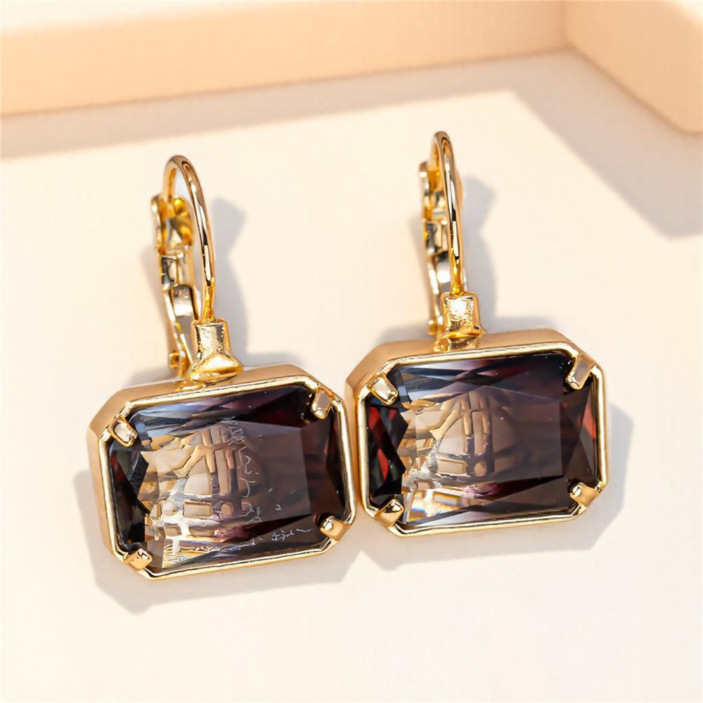 Blue Green Red Rainbow Zircon Stone Hoop Earrings For Women Vintage Female  Gold Color Wedding Jewelry