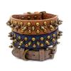 Französische Bulldogge, Pitbull, Hundehalsband, Retro-Goldniete, Nieten, Leder-Haustierhalsband für kleine, mittelgroße und große Hunde, mit Spikes-Halsband