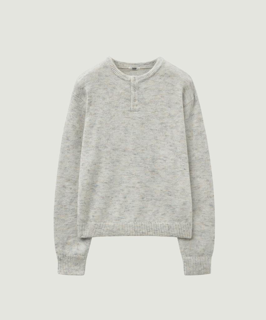 LMOOD Pablo Brushed Mohair Wool Henley Neck Knit (3 Colors)