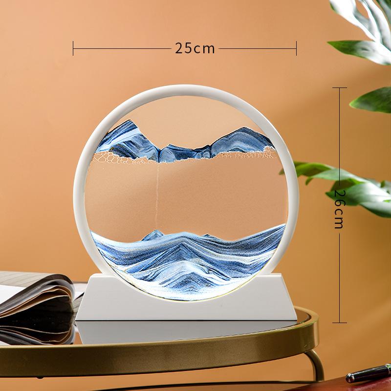 12 Inch 3D Moving Sand Art Picture Round Glass Ocean Sandscape Hourglass Quicksand Craft Flowing Sand Painting Home Decor