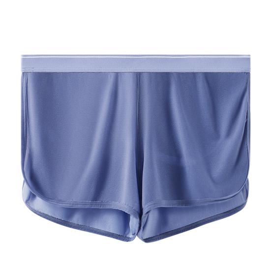 Wide Waistband Men Underwear Ice Silk Breathable Mesh Shorts Panties Solid Color Side Slit Loose Fit Underpants