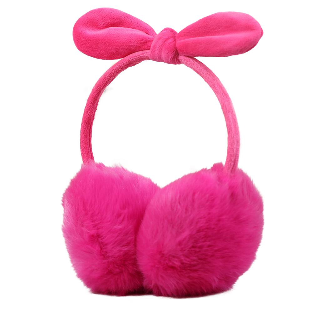 

Lady Warm Earmuff Female Imitation Rabbit Hair Adult Cute Bowknot Christmas Gifts in Winter Autumn rose red #1