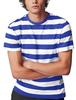 Zengjo Men's Striped T-Shirt (Blue and White, Thick, Size S)