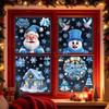 Christmas Decorative Glass Sticker Snowflake Snowman Blue Crystal Ball Theme Non-residue Window Decal for Xmas Party Home