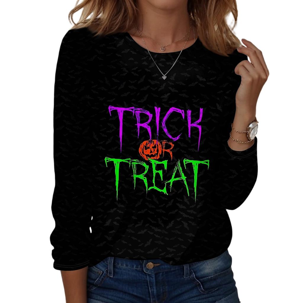 Women's Halloween Printed Round-neck Loose Long-sleeved Top