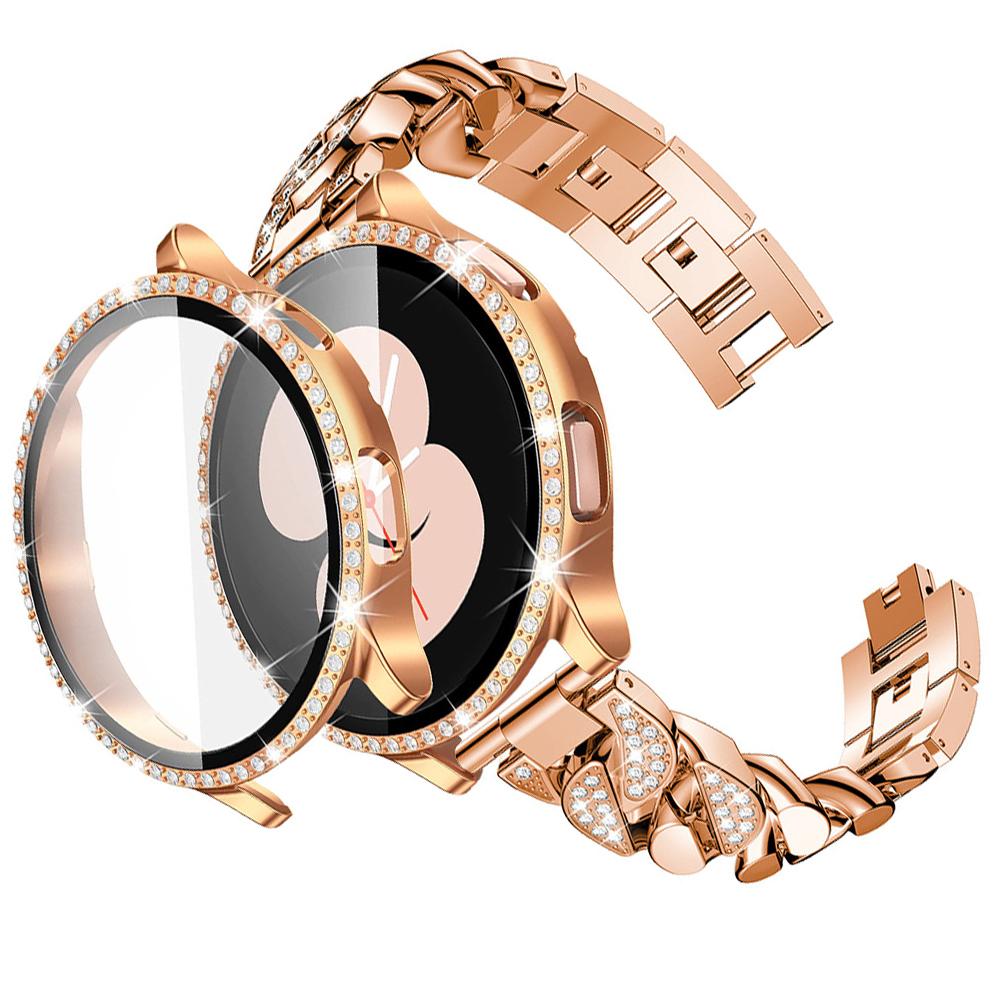 

Для Samsung Galaxy Watch 5 4 44 мм 40 мм ремешок + чехол Металлический ремешок для Samsung Galaxy Watch 4 полоса стеклянная защитная пленка для экрана чехол