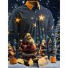 Christmas Santa Claus Casual Men's Button Up Shirt Long Sleeve Christmas theme Shirt Collar Button Up 3D Print Thin Polyester