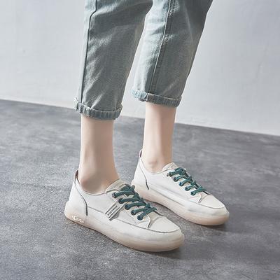 Real Soft Leather Little White Shoes Women's 2024 Spring and Autumn New One-pedal Beef Tendon Soft Sole Maternity Shoes Flat Baseplate Shoes