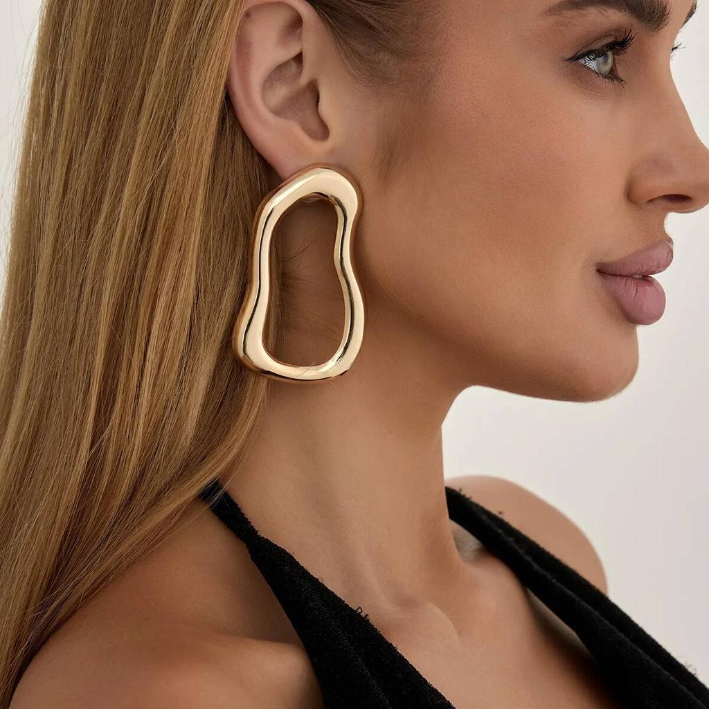 IngeSight.Z Creative Irregular Hollow Out Stud Earrings Women 2026 New Simple Metal Geometric Piercing Ear Accessories Jewelry