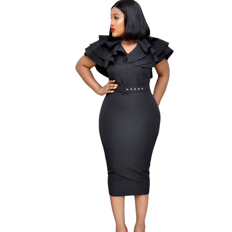 

Women s Clothing Size Ruffled Sheath Ol Short Sleeve Dress African Large