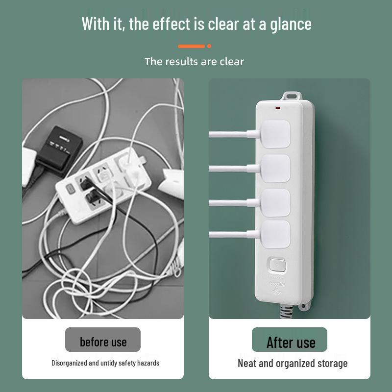 Stylish Wall-Mounted Power Strip & Cord Organizer Hook