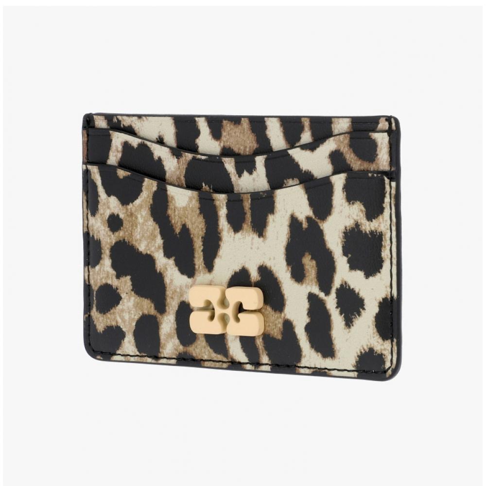 Ganni A6541 943 Leopard Butterfly Logo Card Holder