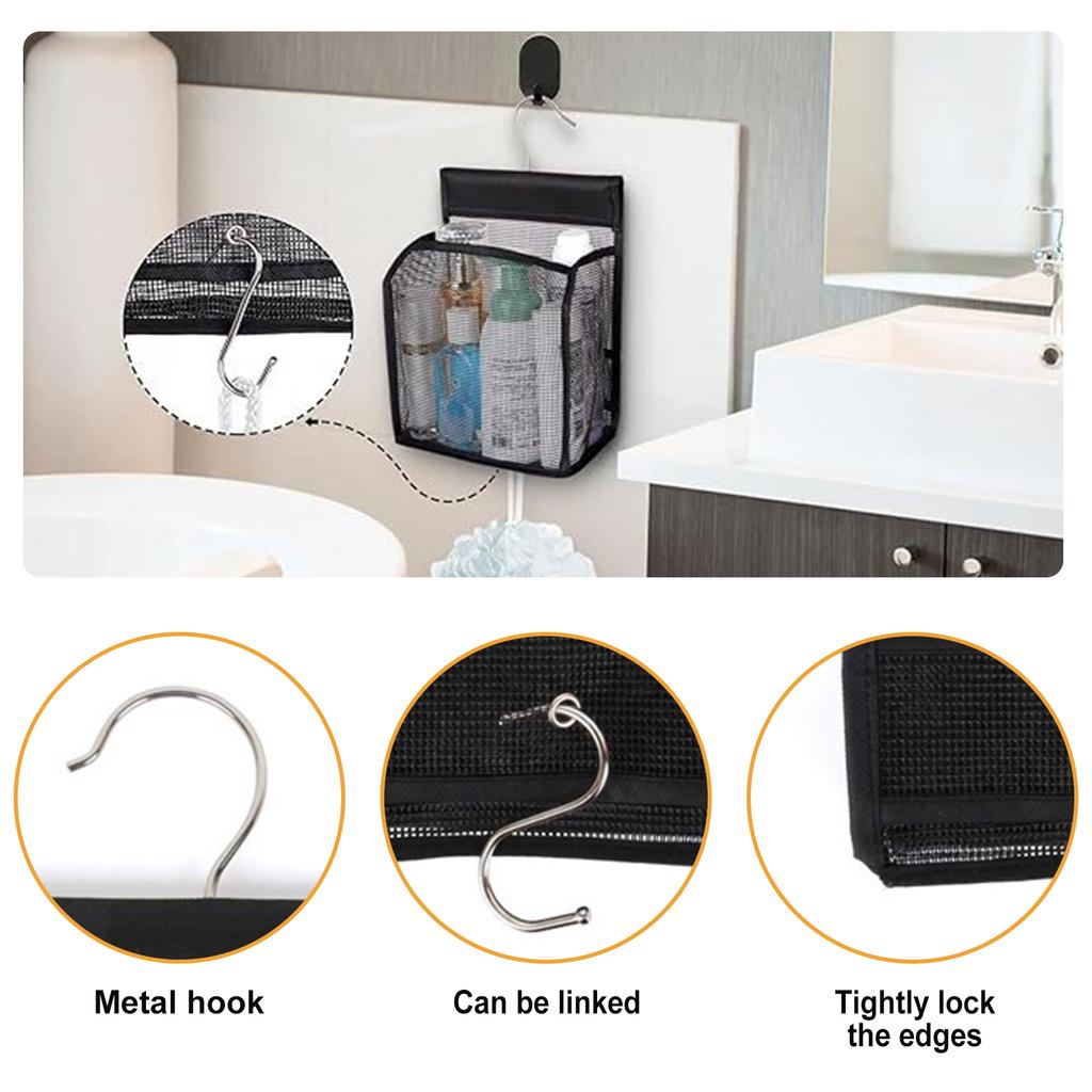 Eco Friendly Shower Caddy Non Drill Wall Mount Adjustable Pockets For Bathroom Essentials No Holes Needed