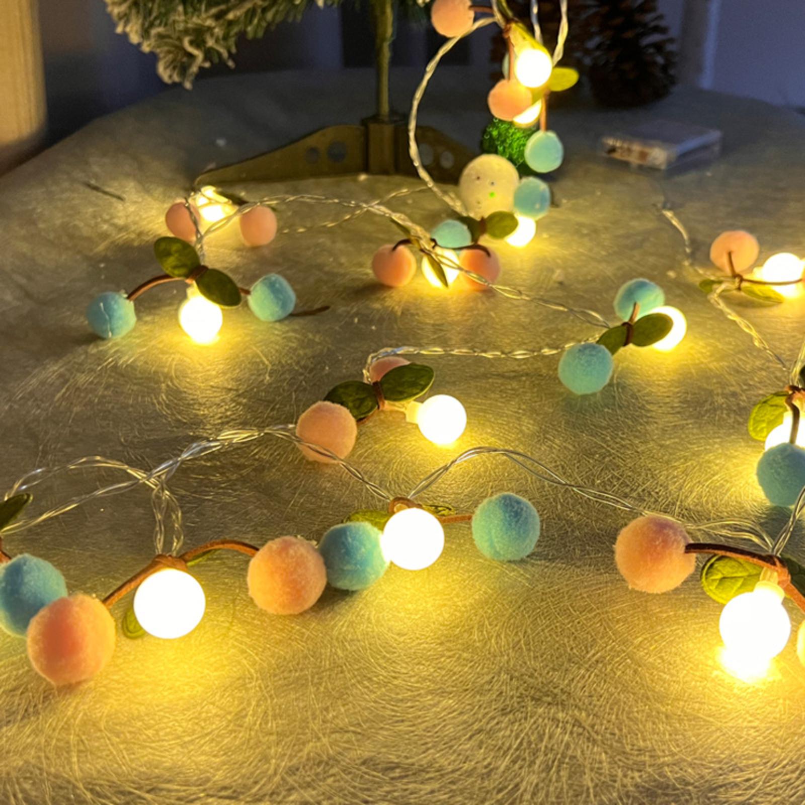 

Christmas Light String Simulated Red Fruit Atmosphere String Light Christmas Ball Color Light Garden Yard Festive Decoration