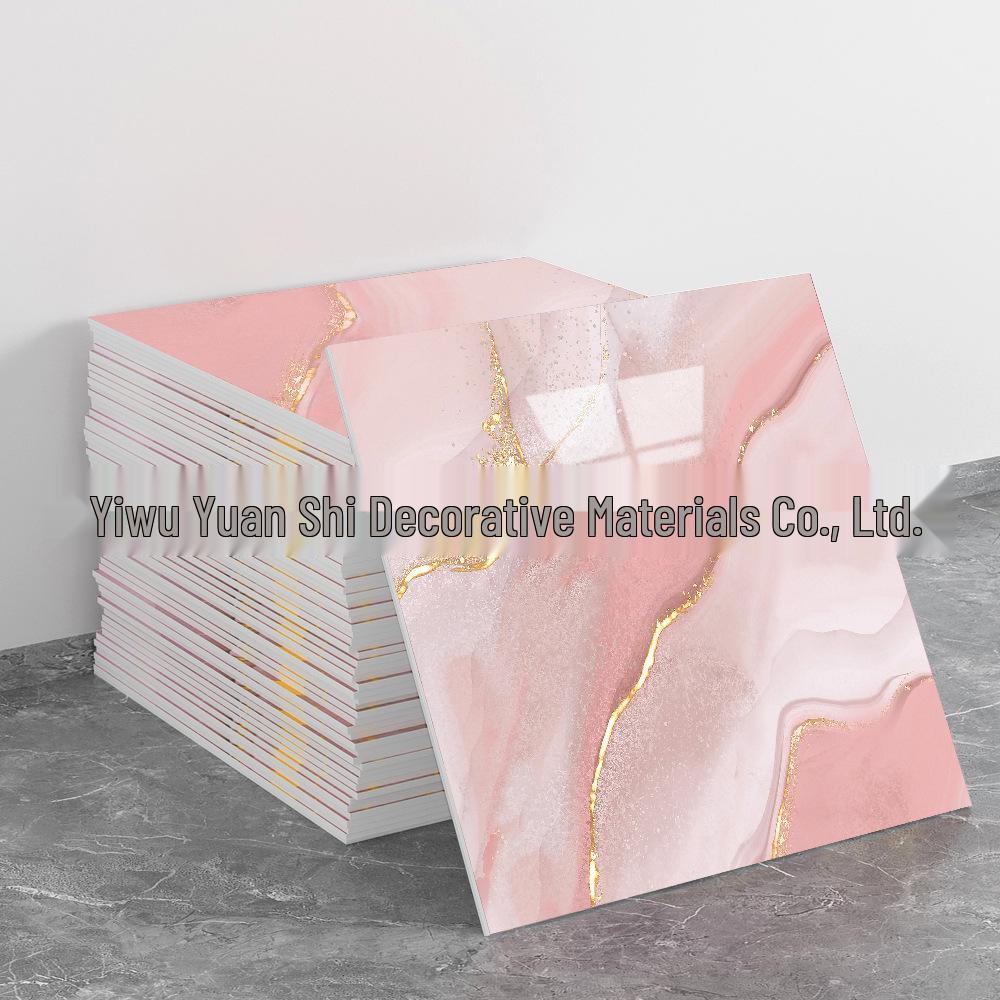 Self-Adhesive Pink Marble Wallpaper: Waterproof, Heat-Resistant Wall Sticker with Aluminum Plastic Panel