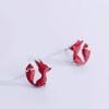 Buyee 925 Sterling Silver Red Stud Earring Excellent Beautiful Fox Earring for Woman Fashion Unique Animal Fine Jewelry Earring